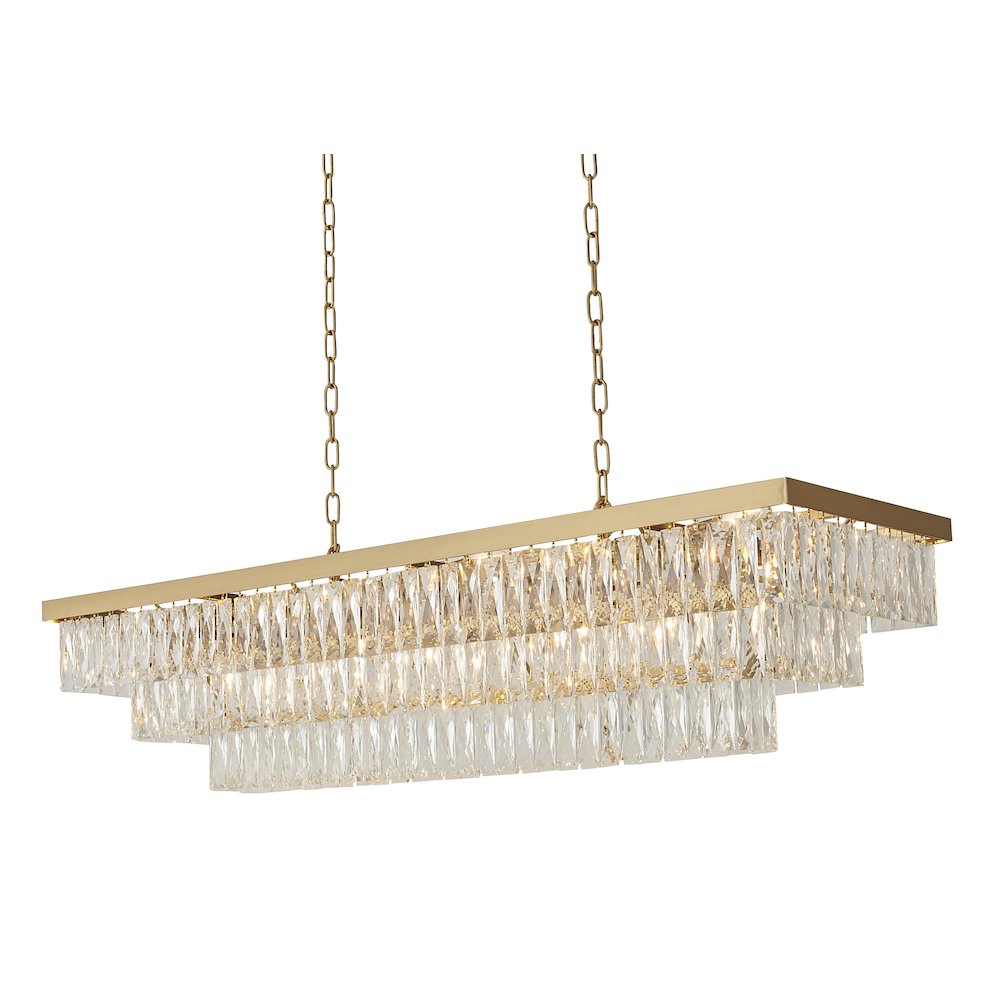 17-Light Gold Chandelier With Clear Crystals. Picture 1