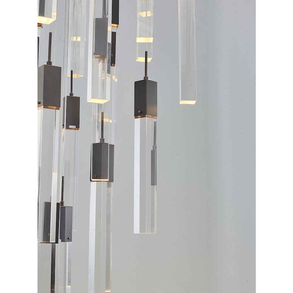 41-Light Matte Black Chandelier With A Clear Crystal. Picture 4