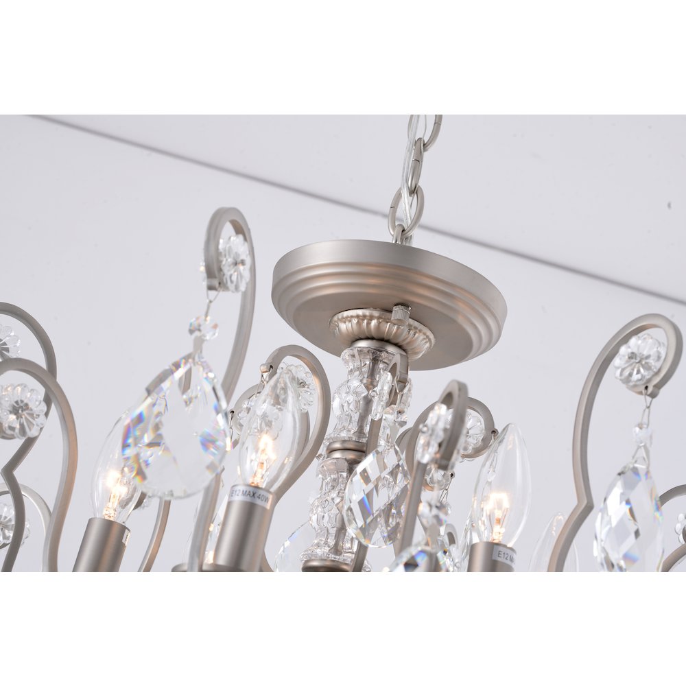 6-Light Pewter Chandelier With Clear Crystals. Picture 4