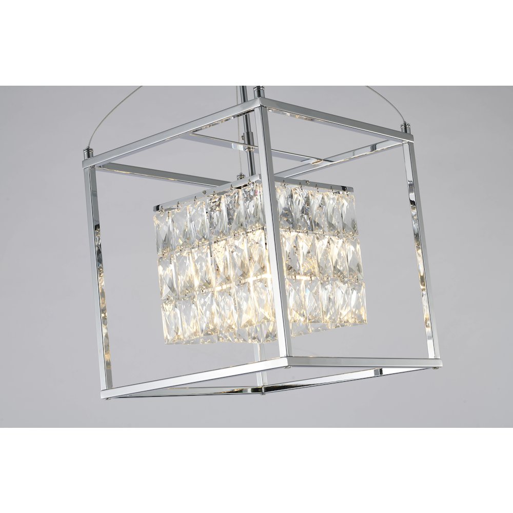 4-Light Chrome Cage Chandelier With Clear Crystals. Picture 2