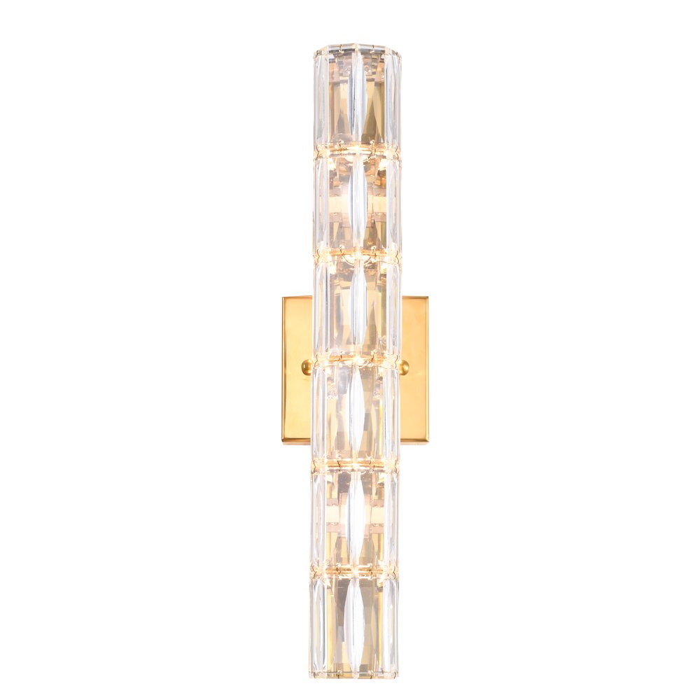5-Light Gold Wall Sconce With Clear Crystal Accents. Picture 1