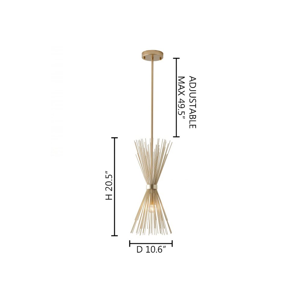1-Light Gold Iron Pendant With A Spiked Cone Shade. Picture 5