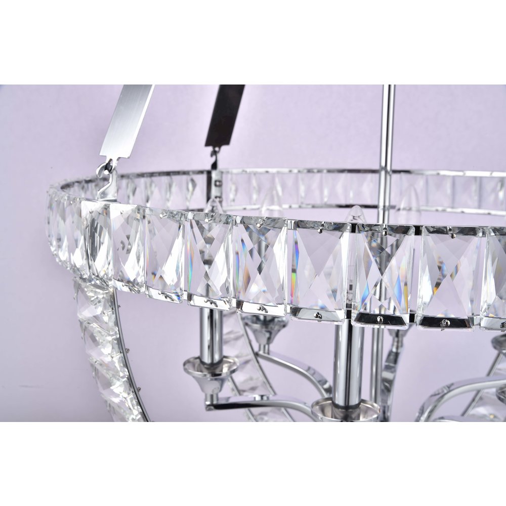 6-Light Chrome Metal Chandelier With Clear Crystals. Picture 3