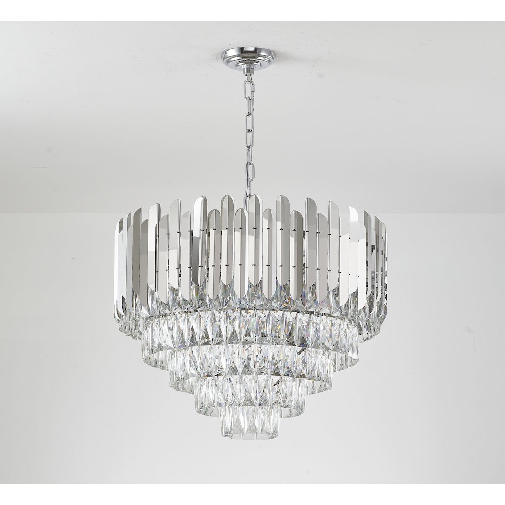 11-Light Chrome Stainless Steel Chandelier With Clear Crystals. Picture 2