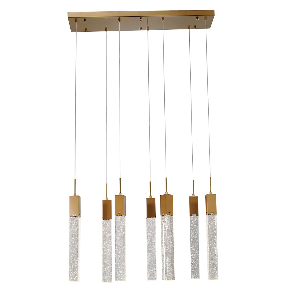 7-Light Gold Island Lighting With A Clear Bubble Crystal. Picture 1