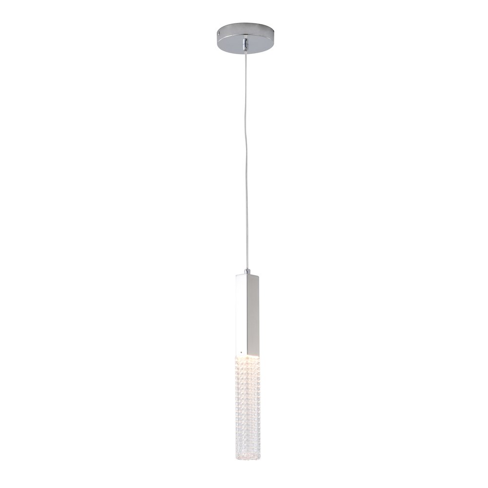 1-Light Chrome LED Single Pendant With A Clear Glass Shade. Picture 1