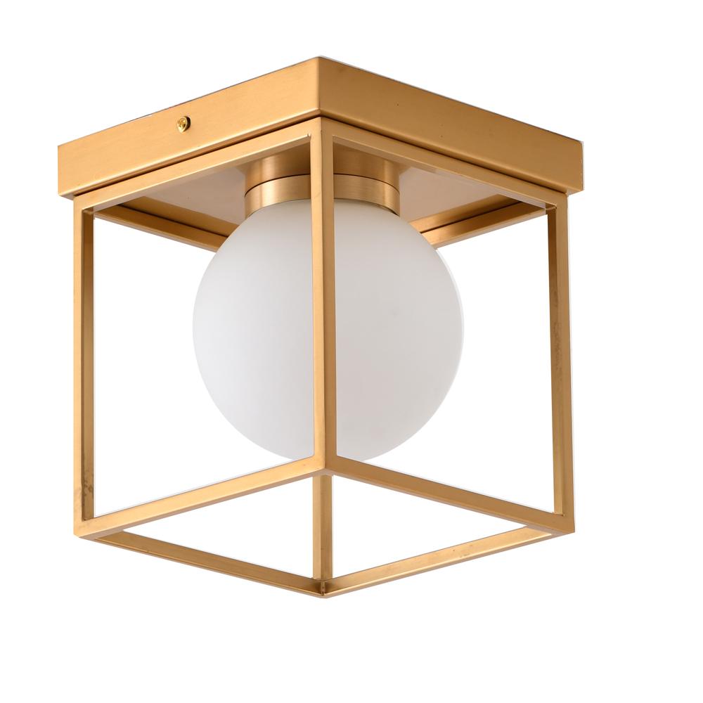 Semi Flush Mount Brass Metal & Glass. Picture 2