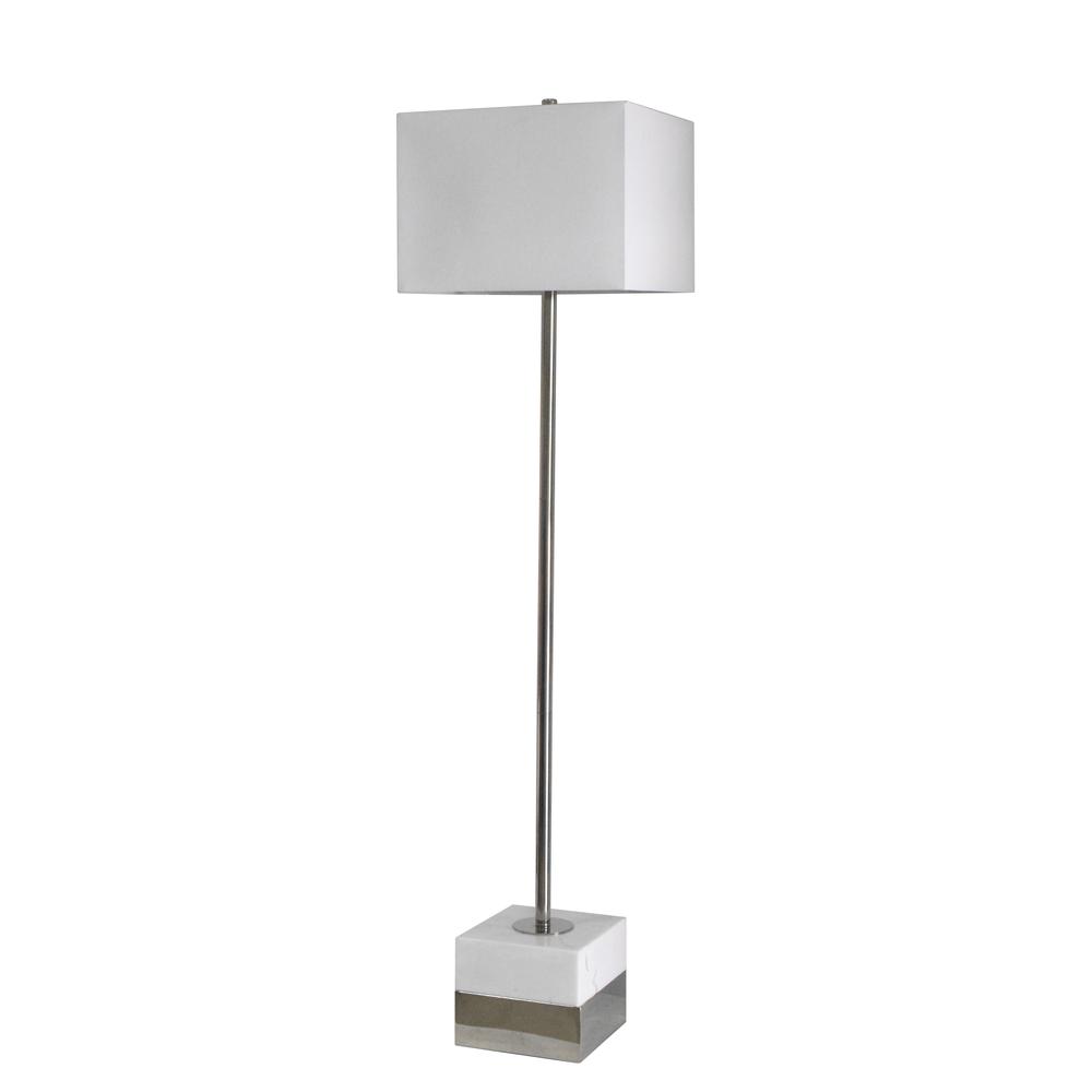 Floor Lamp Polished Nickel Metal & Marble. Picture 1