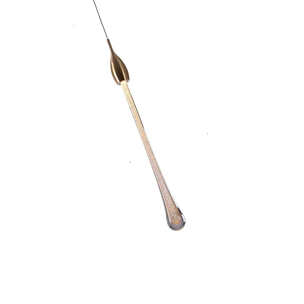 1-Light Gold Aluminum LED Pendant With A Dusted Clear Glass. Picture 3