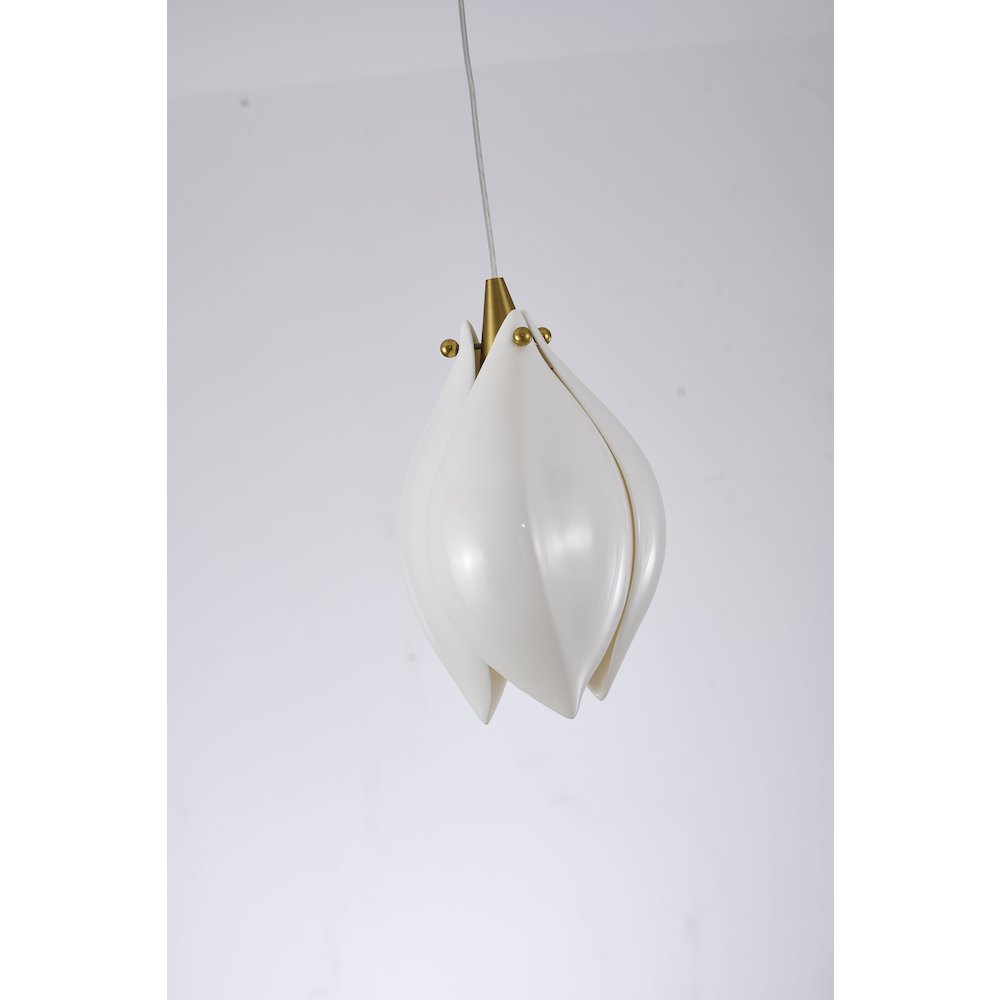 1-Light Bronze Single Pendant With A Cream Ceramic Flower. Picture 4