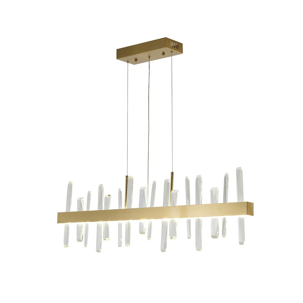 1-Light Gold Stainless Steel LED Chandelier With Clear Crystals. Picture 1