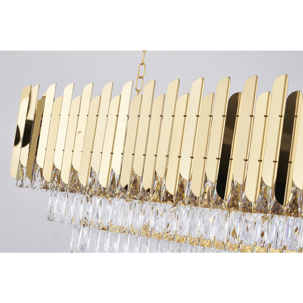 12-Light Gold Stainless Steel Chandelier With Clear Crystal Accents. Picture 4