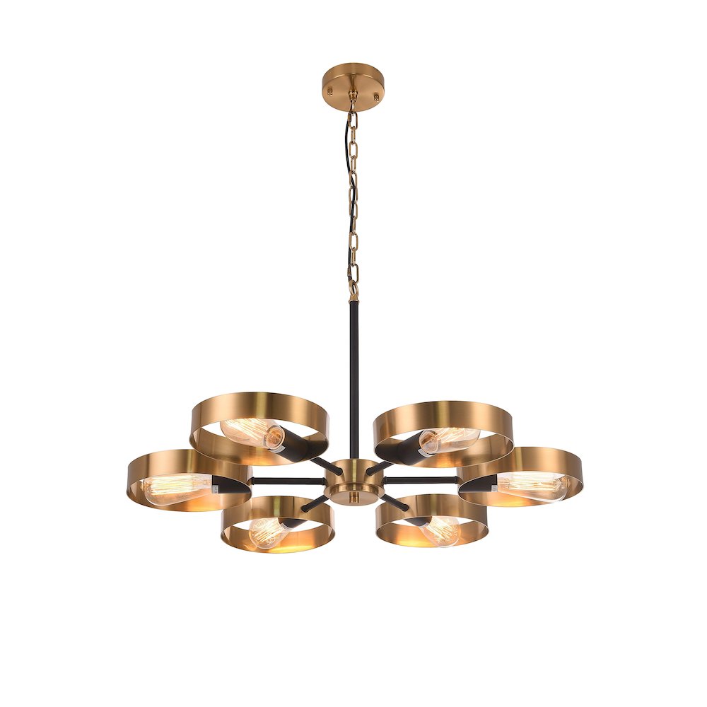 6-Light Black And Golden Bronze Accents Chandelier. Picture 1