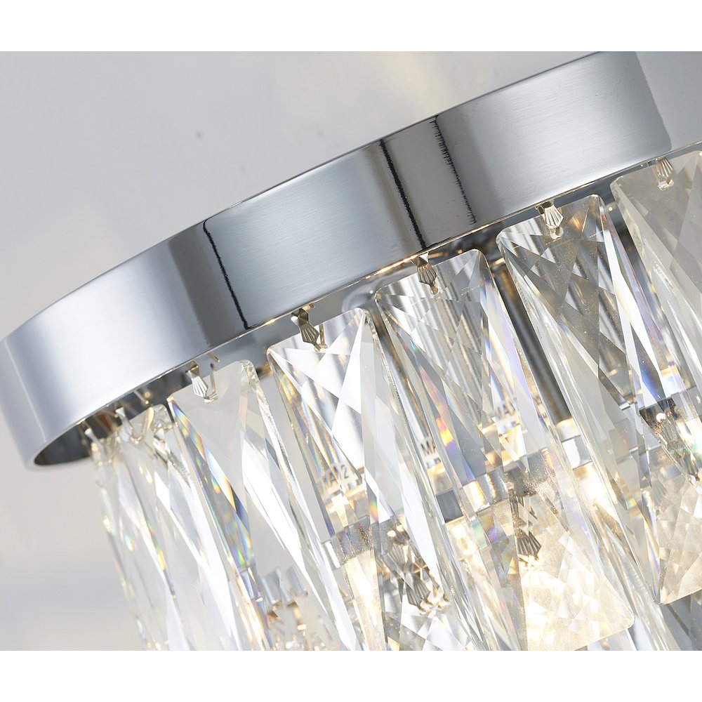 3-Light Chrome Wall Sconce With Clear Hanging Crystals. Picture 4