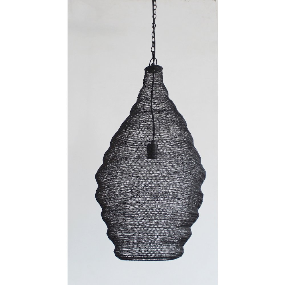1-Light Satin Black Pendant With A Chain Basket Shade. Picture 2
