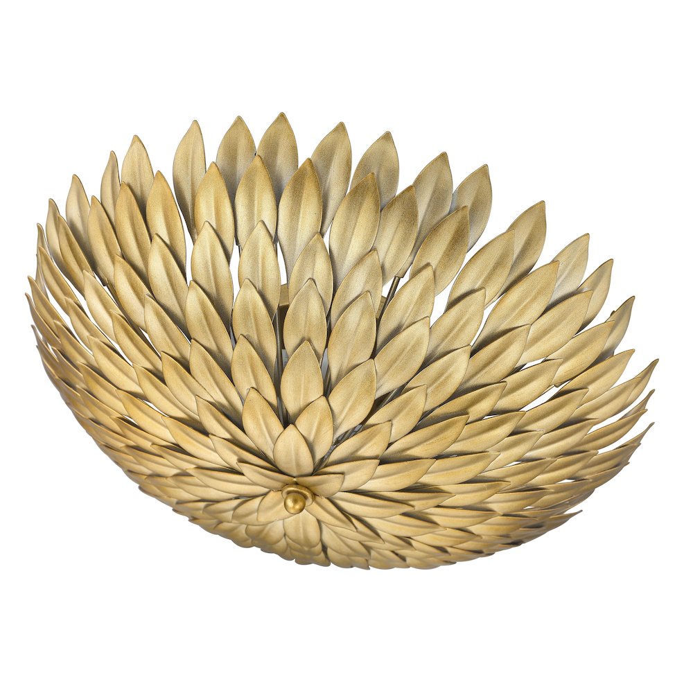 3-Light Gold Leaf Petal Flush Mount. Picture 3