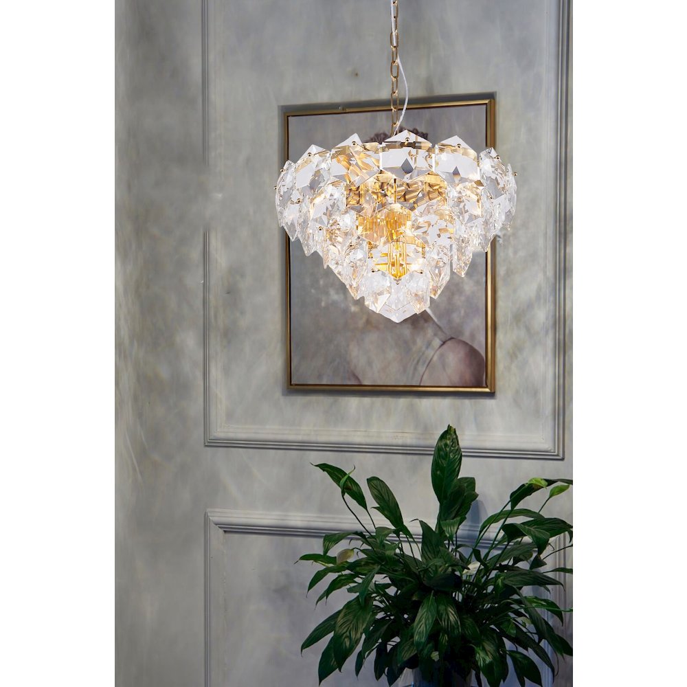 9-Light Gold Chandelier With Clear Crystals. Picture 6