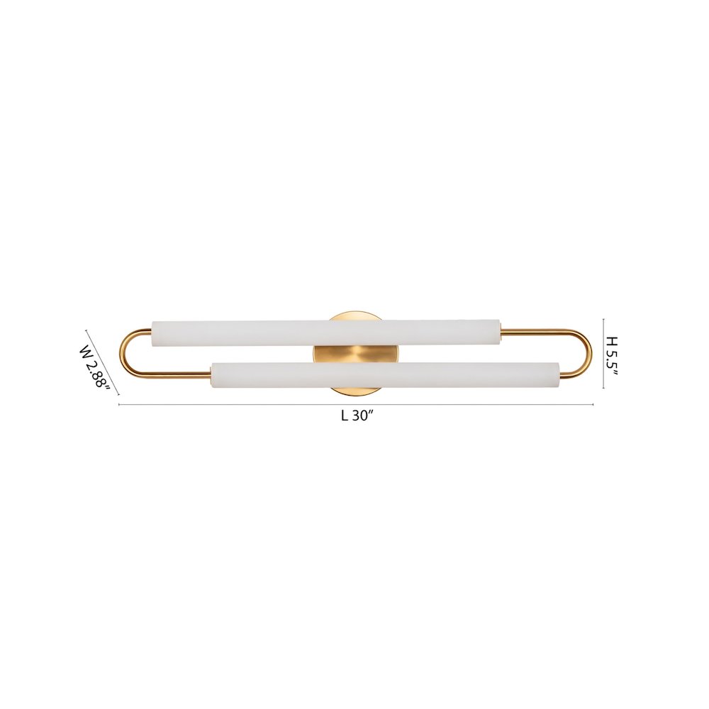 2-Light Satin Brass LED Wall Sconce With White Acrylic Shades. Picture 4