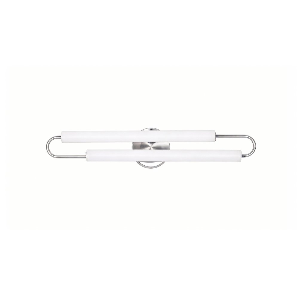 2-Light Chrome LED Wall Sconce With White Acrylic Shades. Picture 1
