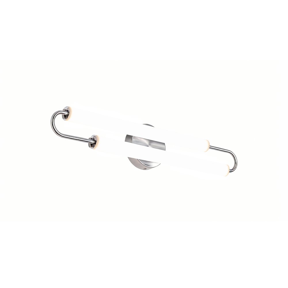 2-Light Chrome LED Wall Sconce With White Acrylic Shades. Picture 5