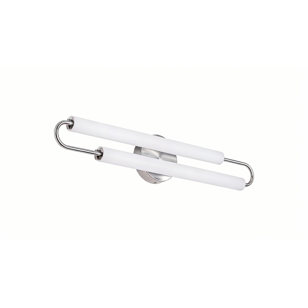 2-Light Chrome LED Wall Sconce With White Acrylic Shades. Picture 6