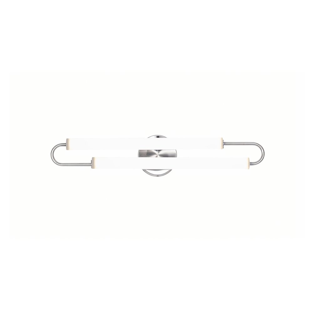 2-Light Chrome LED Wall Sconce With White Acrylic Shades. Picture 3