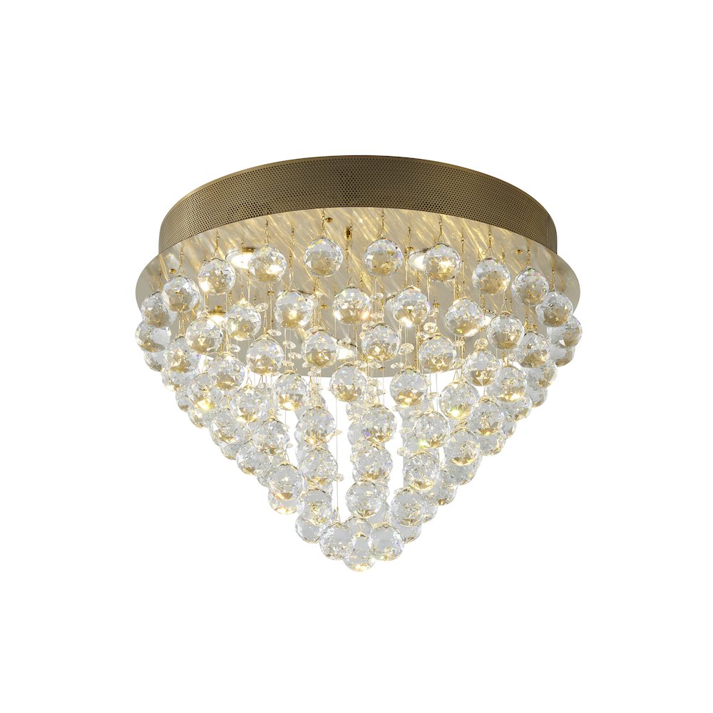9-Light Gold Flush Mount With Clear Crystals. Picture 1