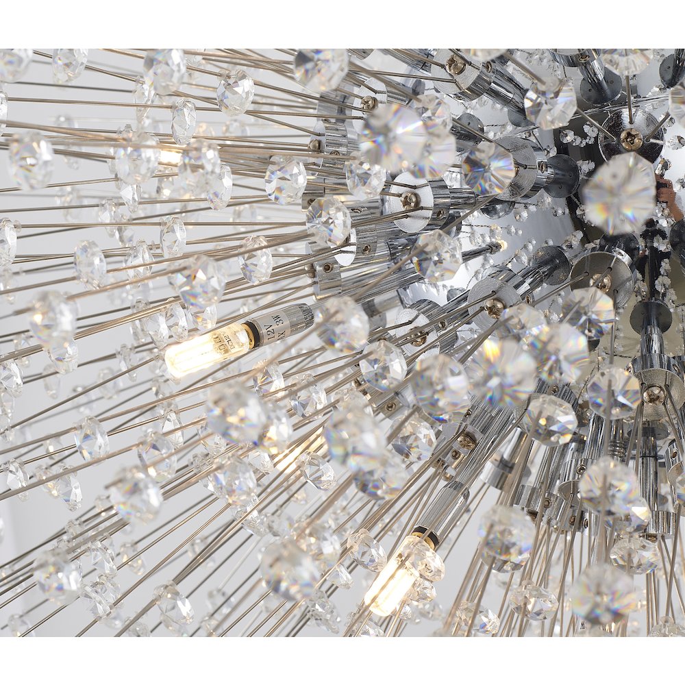 22-Light Chrome Chandelier With Clear Crystals. Picture 4