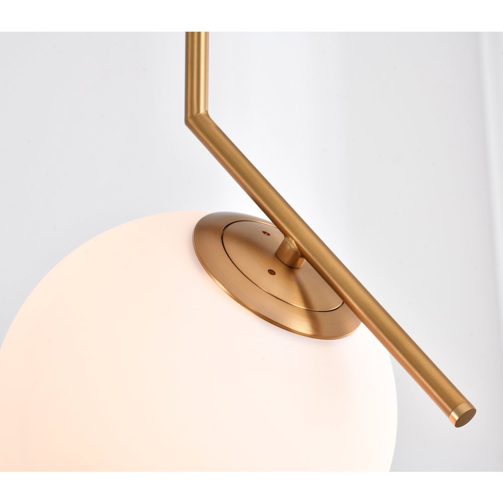 1-Light Brass Iron Single Pendant With A Milk White Glass Shade. Picture 4