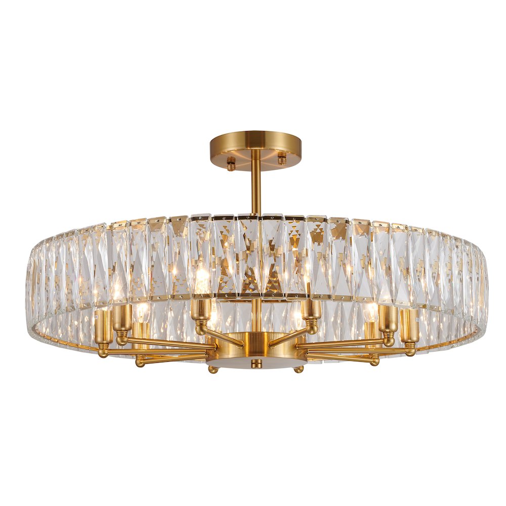 10-Light Gold Chandelier With Clear Crystals. Picture 2