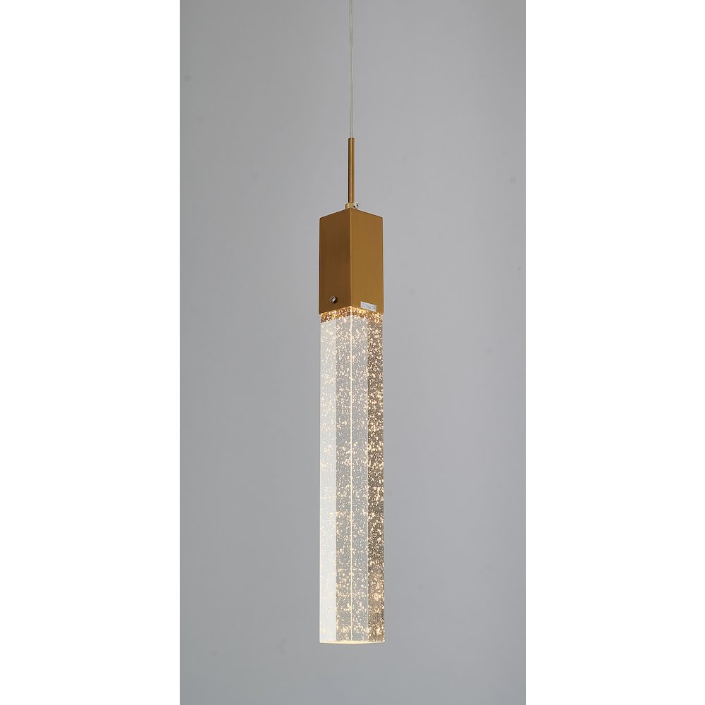 1-Light Gold Single Pendant With A Clear Bubble Crystal. Picture 4