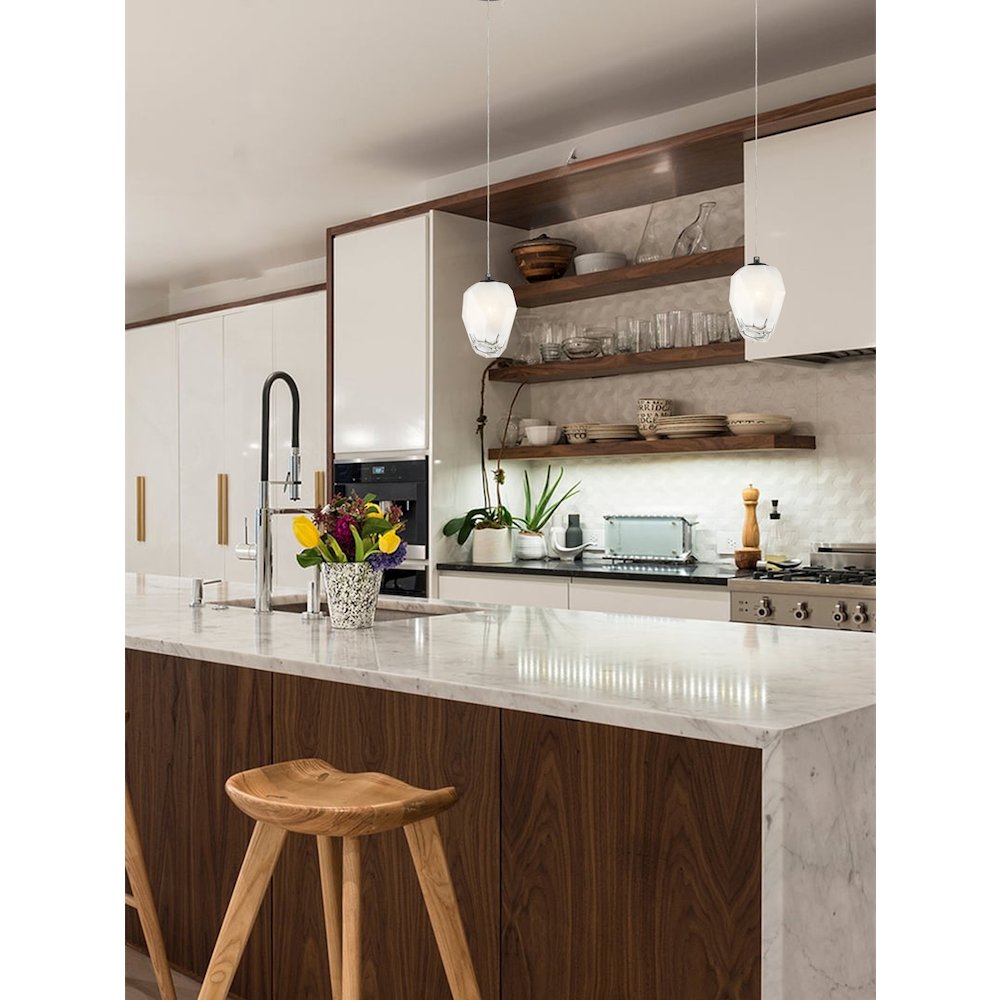 1-Light Black Pendant With A White Glass Shade. Picture 5
