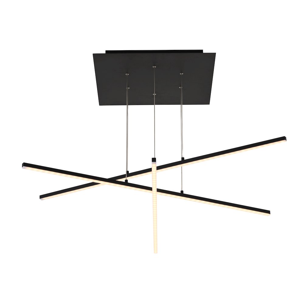 2-Light Matte Black Metal LED Chandelier With Selectable LED Color Temperature. Picture 4