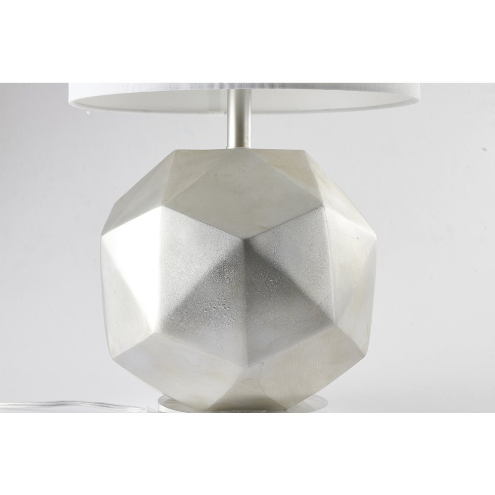1-Light Silver Foiled Body Table Lamp With A Drum Shade. Picture 5