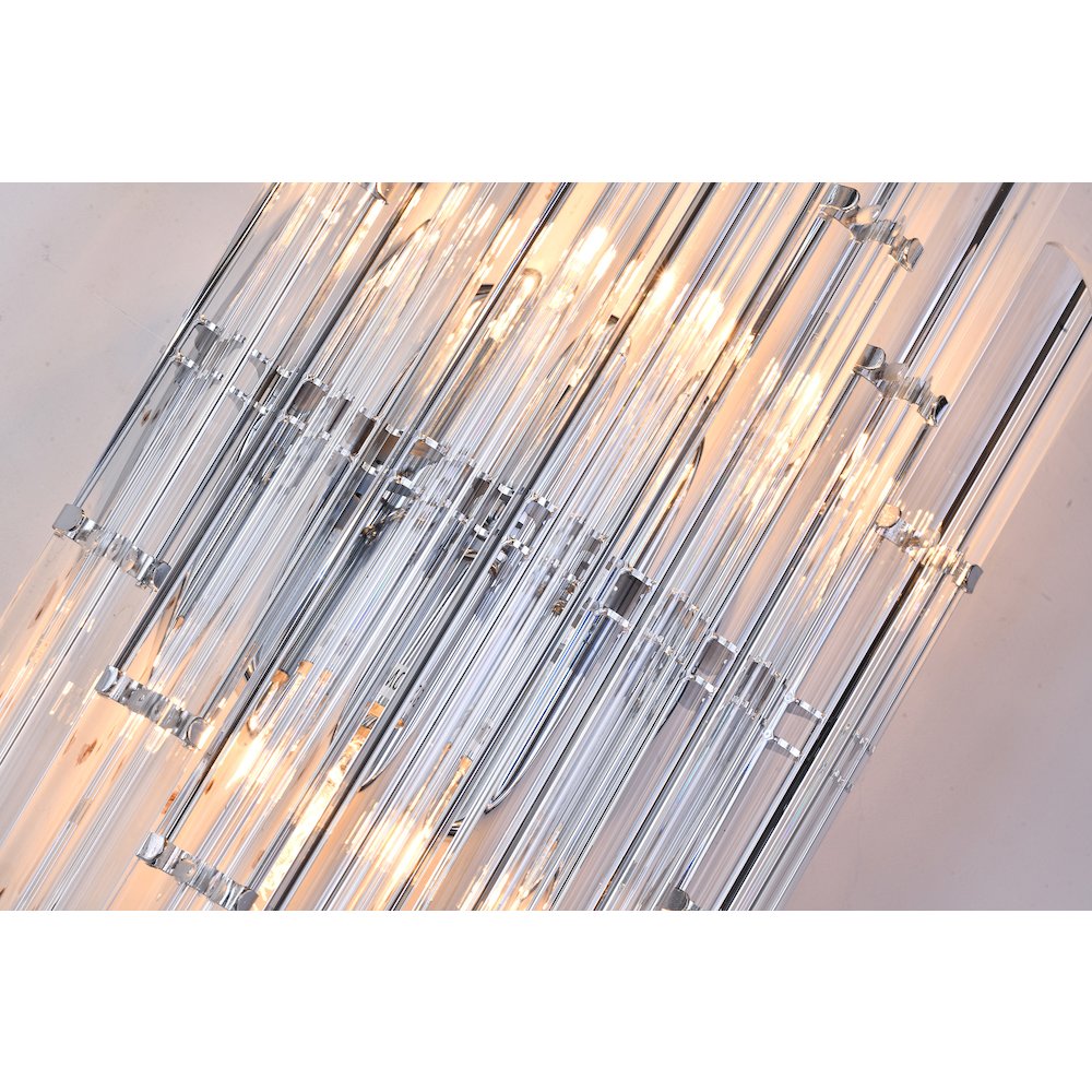 2-Light Chrome Metal Wall Sconce With Clear Rods. Picture 5