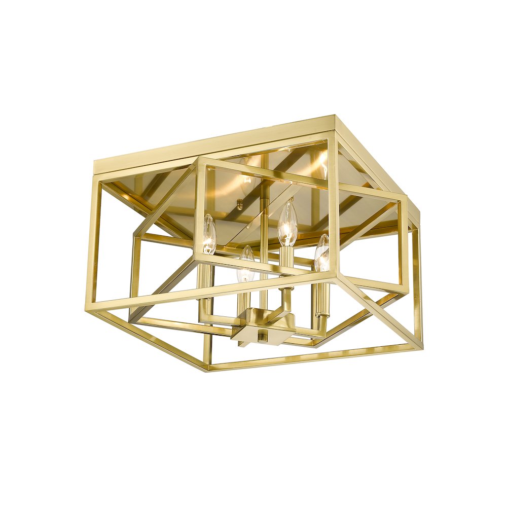 4-Light Gold Interlocked Box Flush Mount. Picture 2
