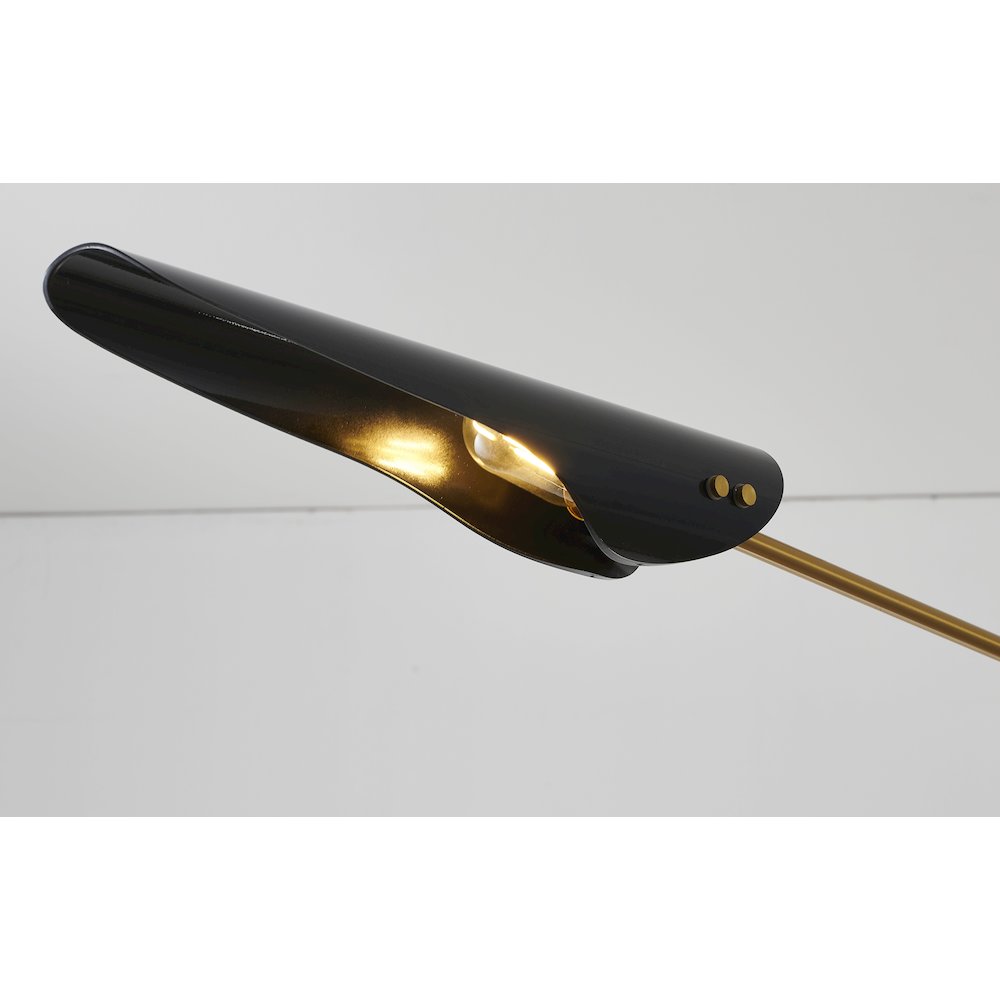 4-Light Gold Chandelier With Black Shades. Picture 3