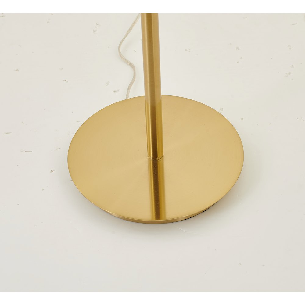 3-Light Brass Metal Table Lamp With White Glass Shades. Picture 3