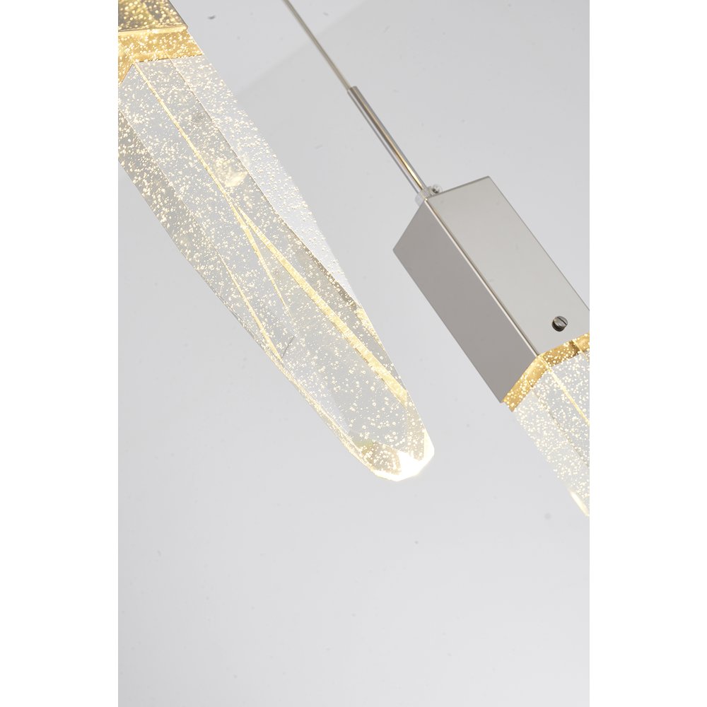 3-Light Chrome Chandelier With A Clear iceberg bubble Crystal. Picture 3