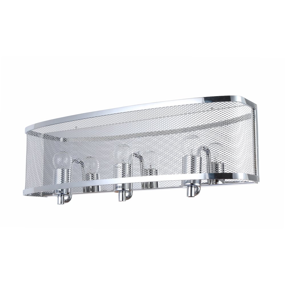 3-Light Chrome Wall Sconce With A Metal Mesh Shade. Picture 2