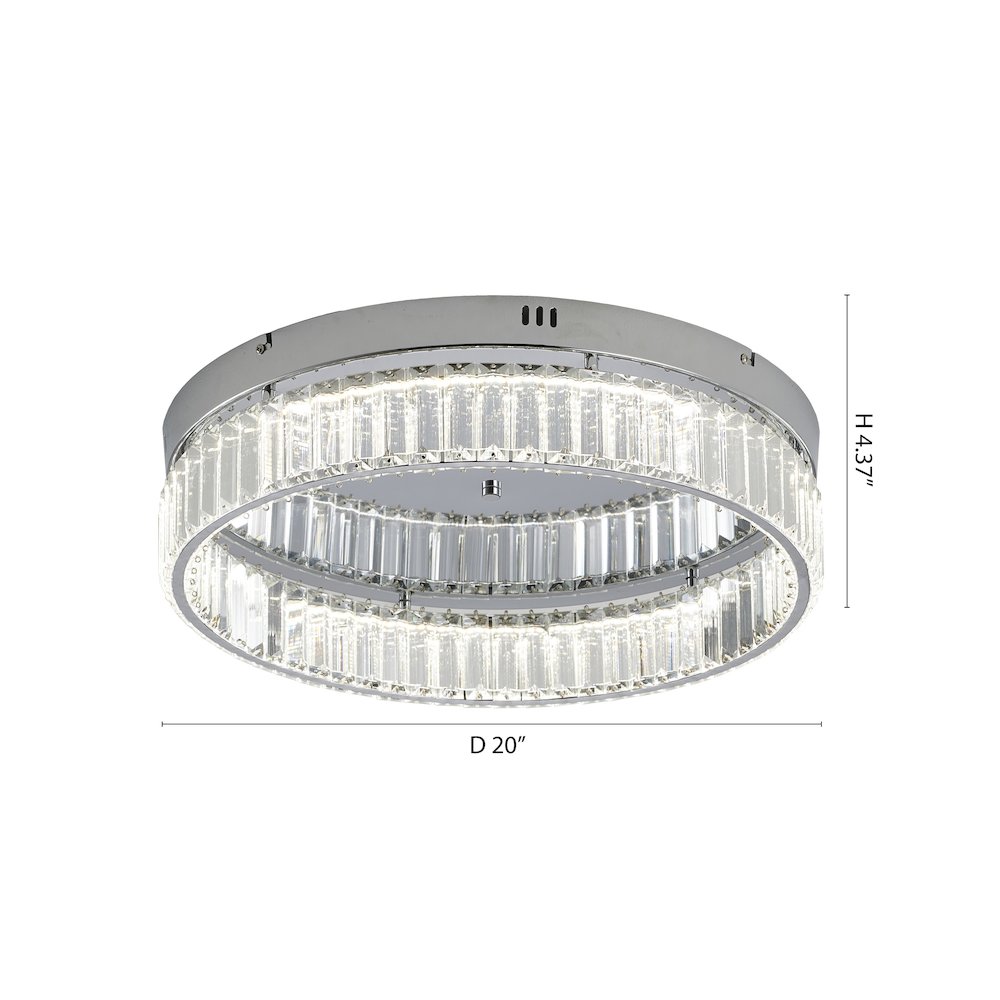 1-Light Chrome Dimmable LED Flush Mount With Clear Crystals. Picture 8