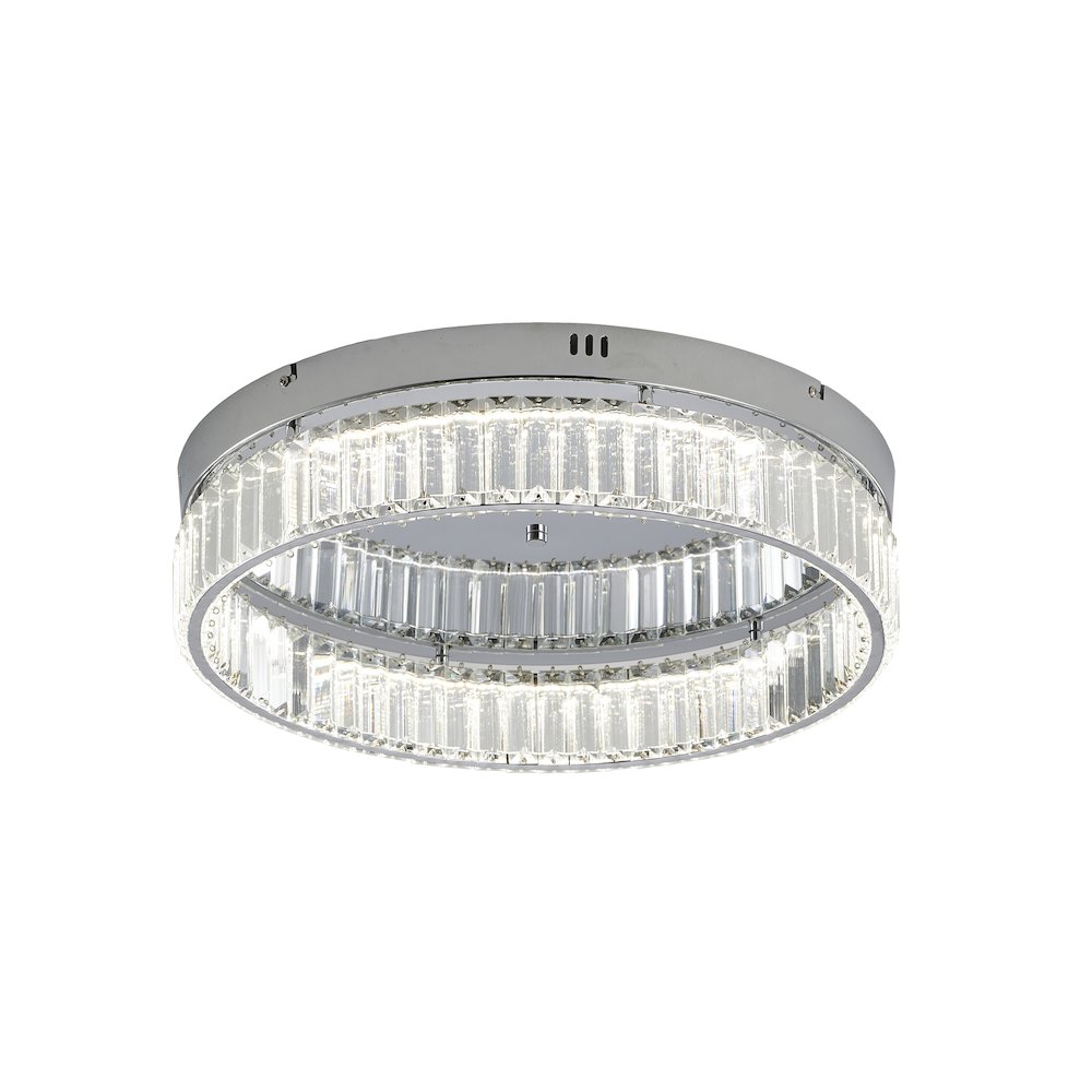 1-Light Chrome Dimmable LED Flush Mount With Clear Crystals. Picture 1