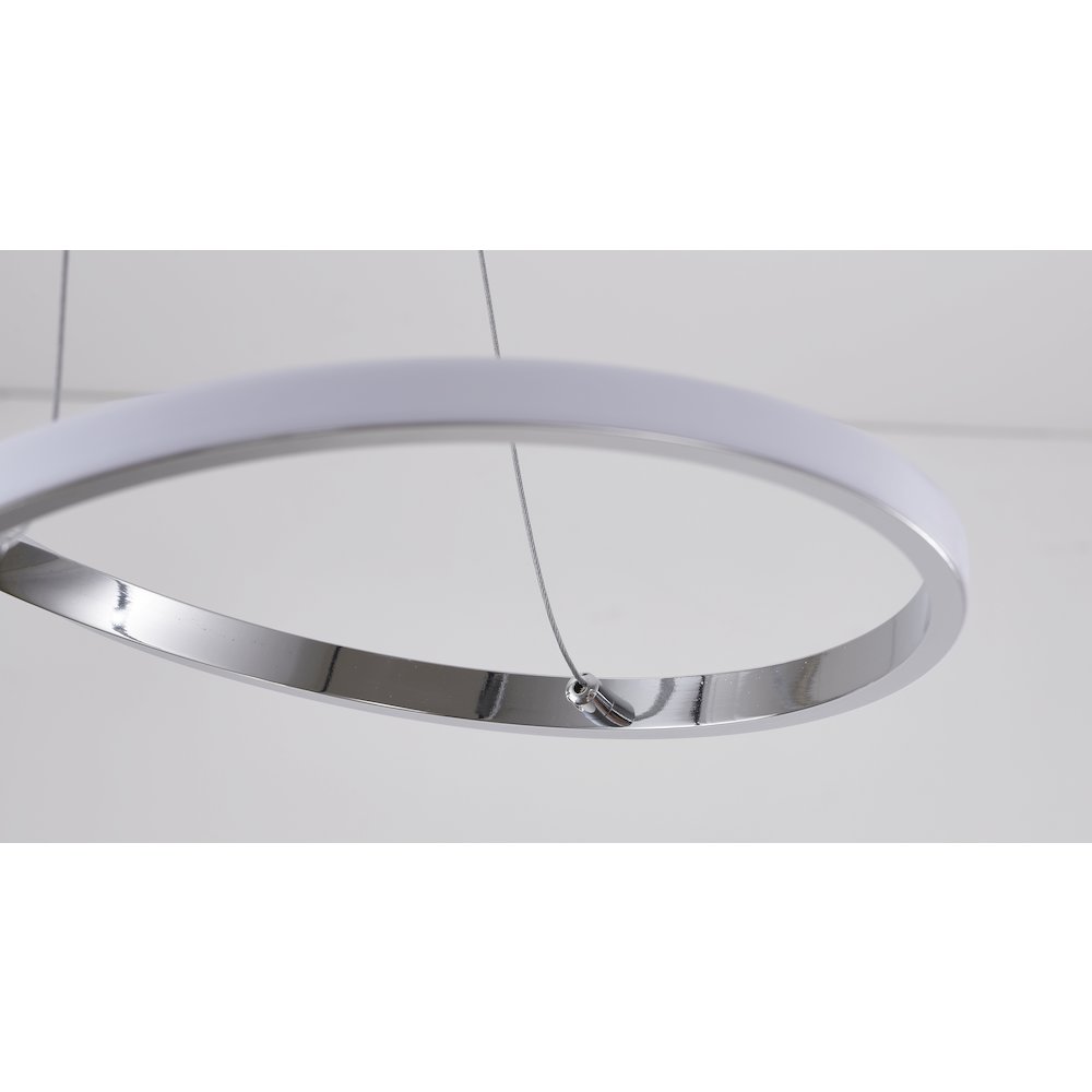 2-Light Chrome Twisted LED Chandelier With White Diffusers. Picture 4