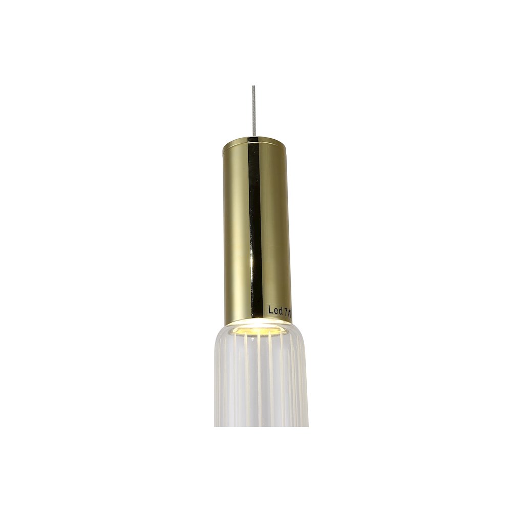 1-Light Gold LED Pendant With A Clear Glass Shade. Picture 3