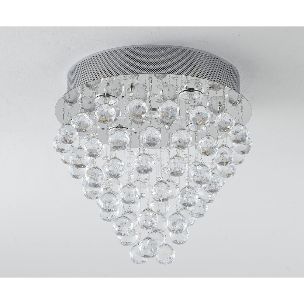 6-Light Chrome Flush Mount With Clear Crystals. Picture 3