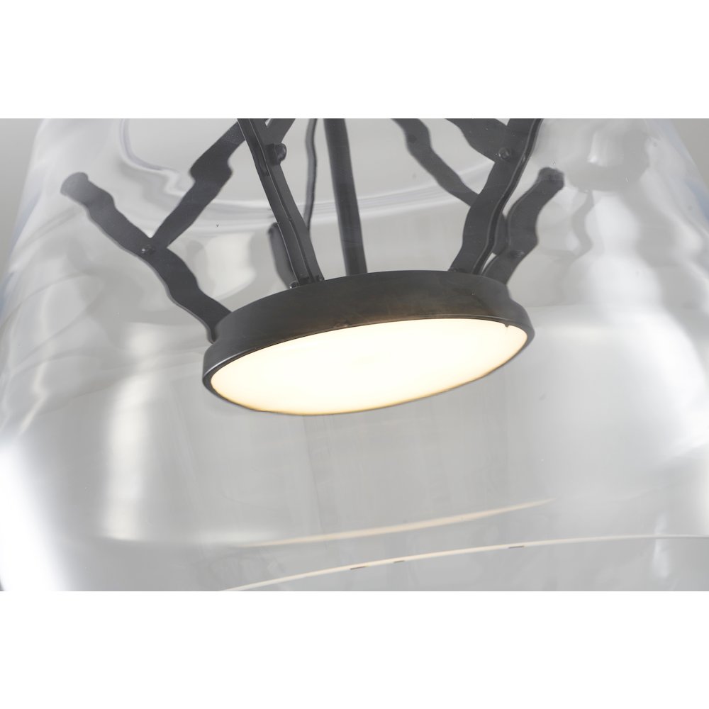 1-Light Black LED Pendant With A Clear Glass Shade. Picture 3