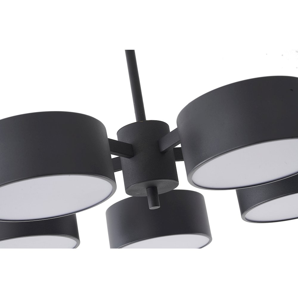 5-Light Black LED Semi Flush Mount With Black Shades And White Frosted Diffusers. Picture 4