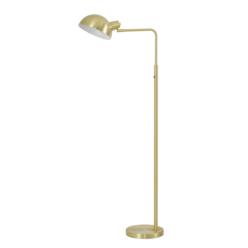 1-Light Satin Brass Metal Floor Lamp With A Metal Shade. Picture 2