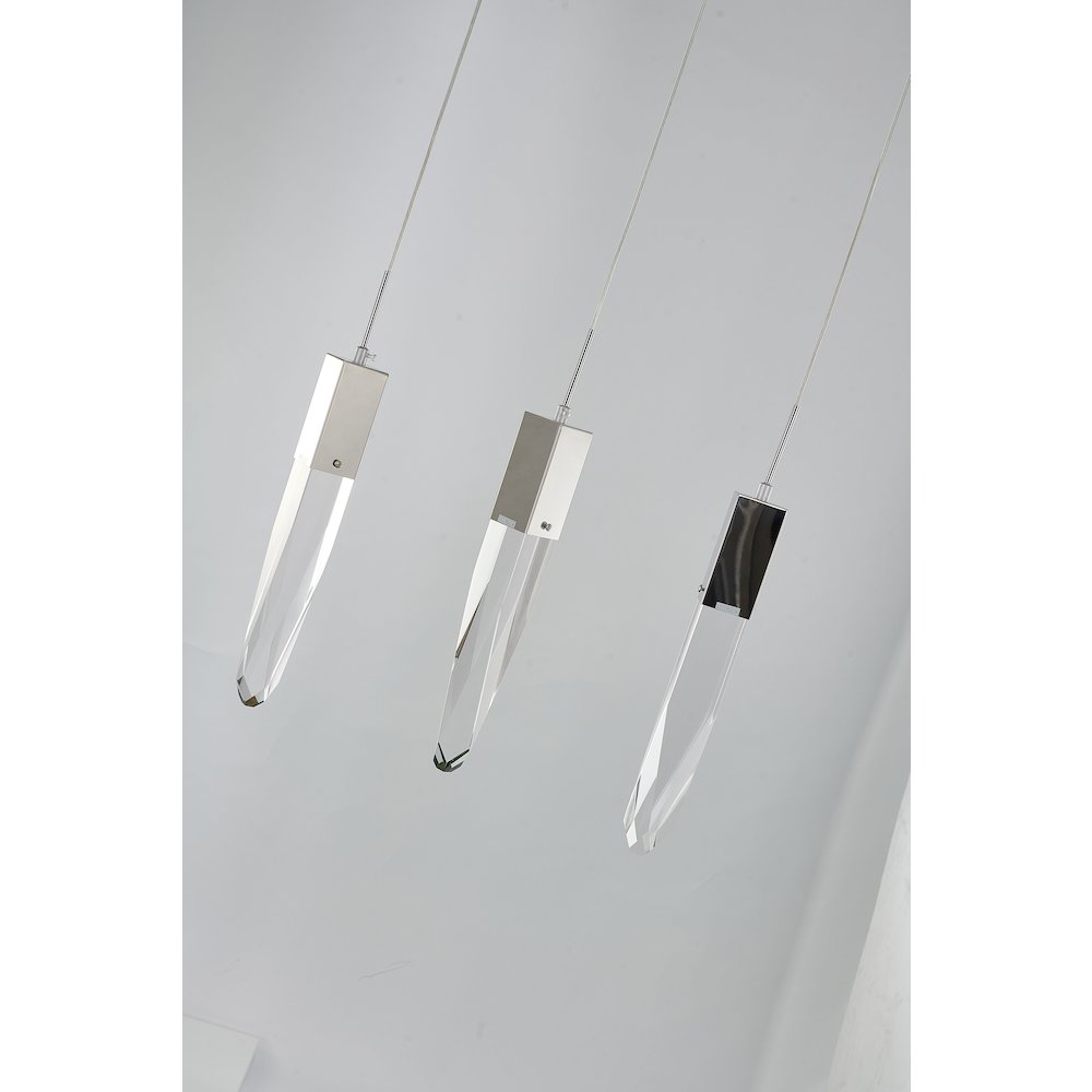 3-Light Chrome Island Lighting With A Clear iceberg  Crystal. Picture 3