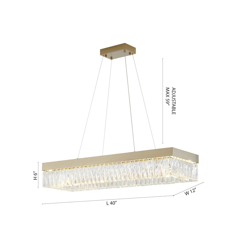 4-Light Gold Hairline LED Chandelier With Clear Crystals. Picture 7